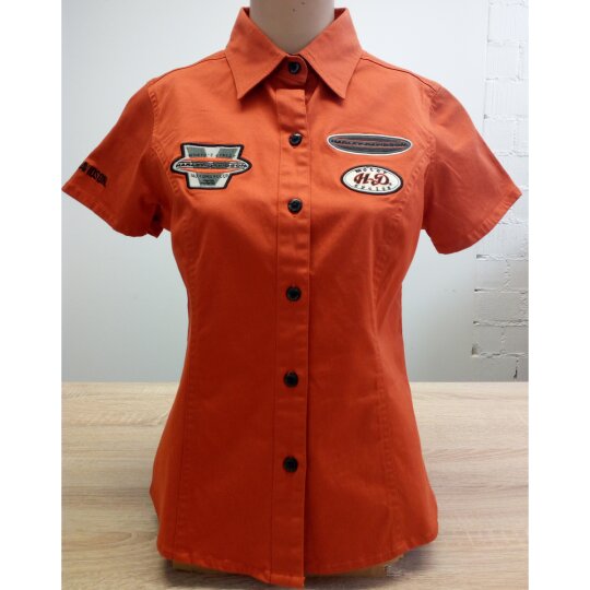 Camisa de manga naranja corta Harley Davidson Stretch para Mujer XS