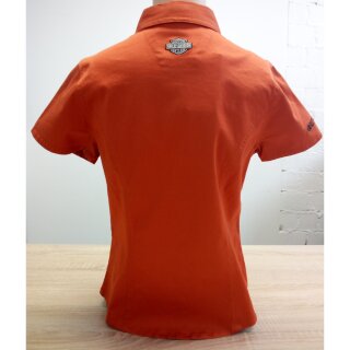 Harley Davidson Stretch Woven Short Sleeve Blouse orange, Ladies XS