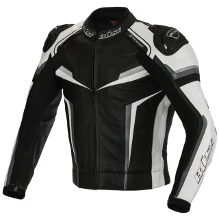 B&uuml;se Mille leather jacket black/white men 106 long
