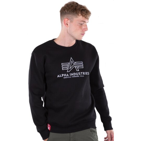 Alpha Industries Basic Sweater Embroidery schwarz / weiss L