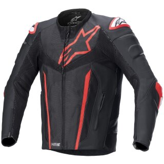 Alpinestars Fusion Mens Leather Jacket Black / Fluo Red
