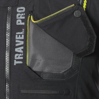 Chaqueta textil BÜSE Travel Pro para hombres negro / amarillo 31 corta