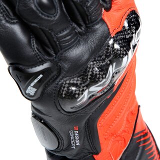 Guantes deportivos Dainese Carbon 4 negros / rojo fluorescente / blancos S