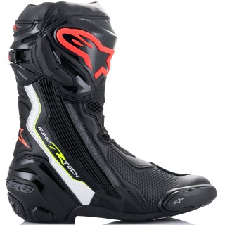 Alpinestars Supertech-R Motorcycle Boots black / white / red-fluo / yellow-fluo 43