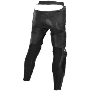 B&uuml;se Track leather pants black / white ladies