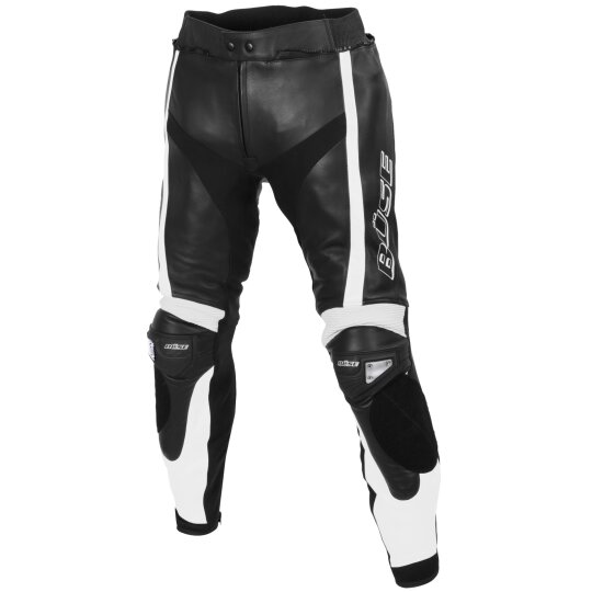 Büse Track leather pants black / white men