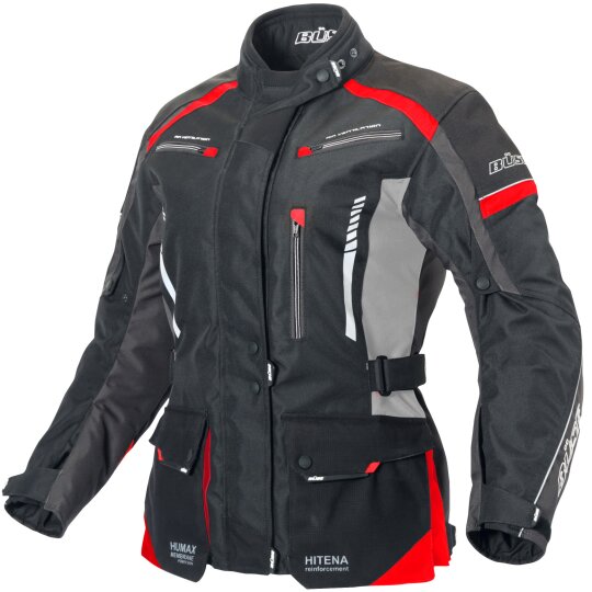 Büse Torino II Textile jacket black / light grey / red ladies 36