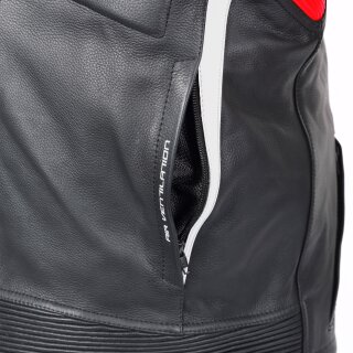 Büse Track leather suit black / neon red men 52