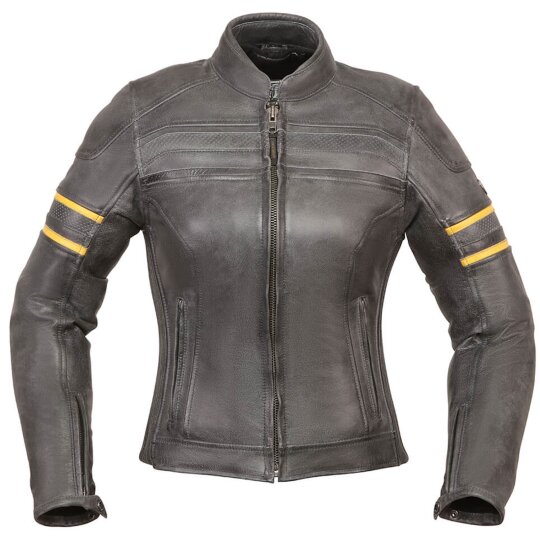 Modeka Iona Lady leather jacket black / yellow ladies 44