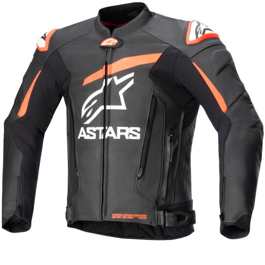 Alpinestars Mens GP Plus V4 Leather Jacket black / red fluo / white 52