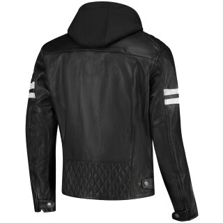 Rusty Stitches Jari Hooded V2 Leather Jacket Black / White 6XL
