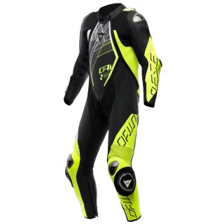 Dainese Audax D-Zip 1 pcs. perf. leather suit black / fluo-yellow / white