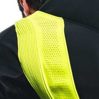 Dainese Audax D-Zip 1 pcs. perf. leather suit black / fluo-yellow / white 54