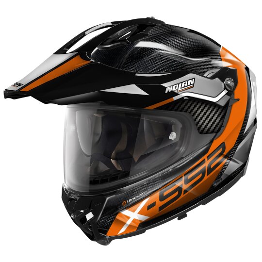 Nolan X-552 Ultra Carbon Dinamo N-Com schwarz / weiß / orange Adventure Helm